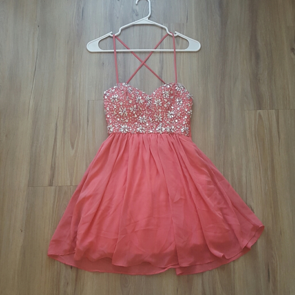 Short dress with AB rhinestones.